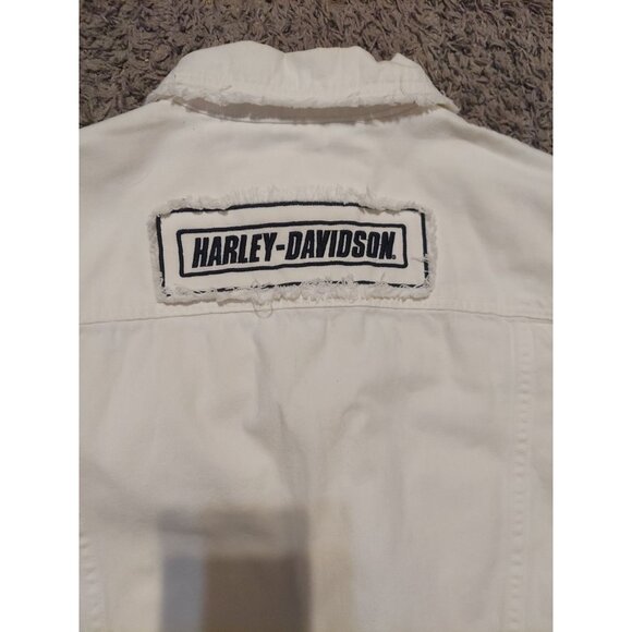 Official Harley Davidson Women's Jacket And Jeans White Fringe Size8 Motorcycle - Picture 12 of 16